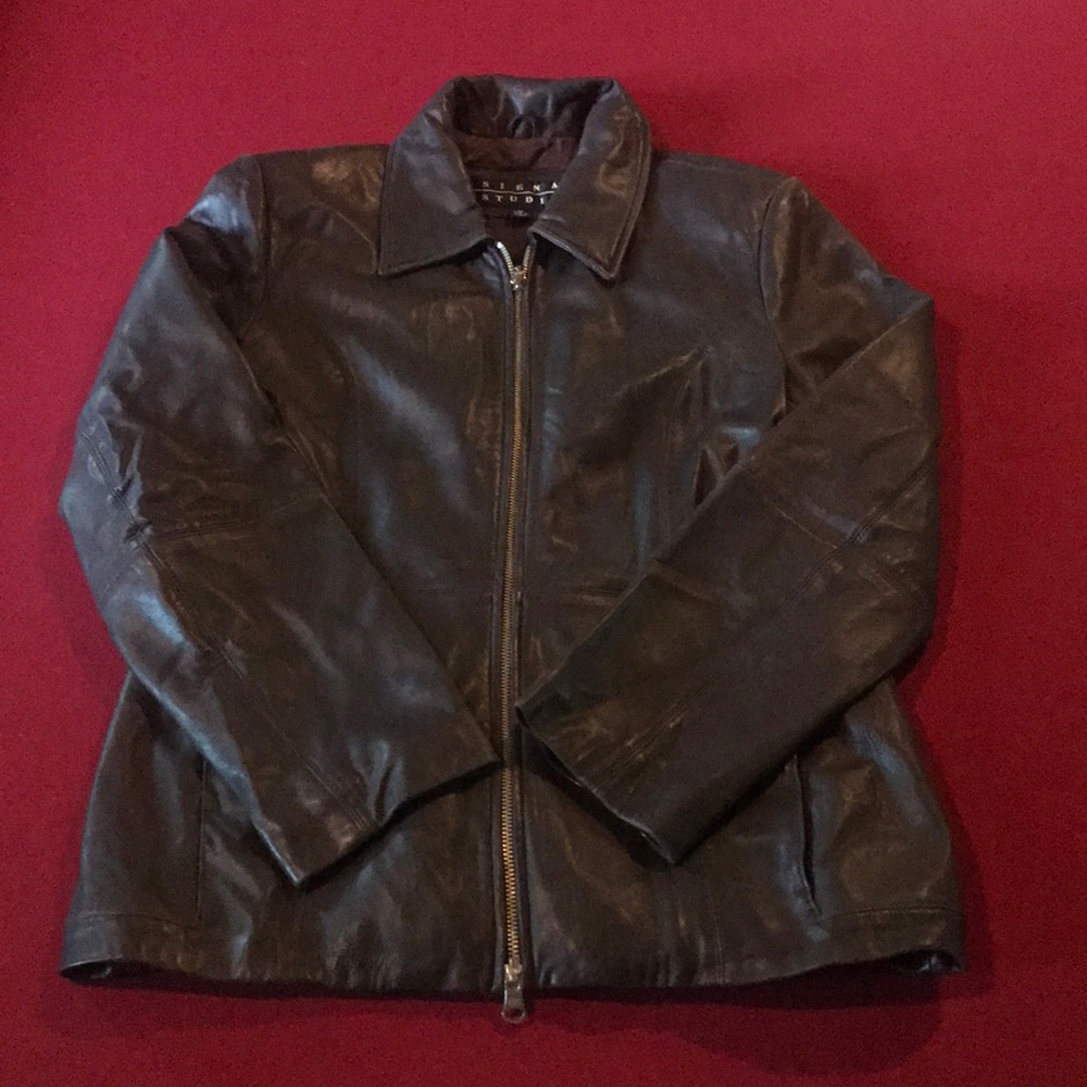 Brown leather jacket